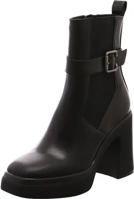 A studio shot of a black women's boot.