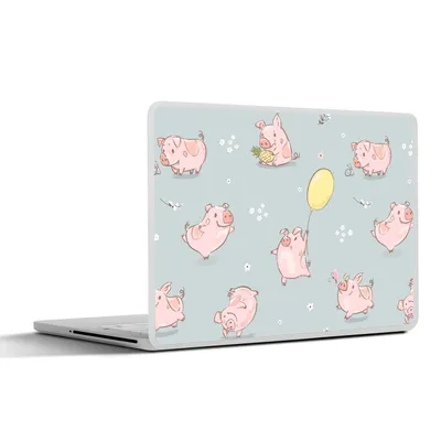 Produktbild von MuchoWow® Laptop Aufkleber Sticker Cover Muster - Schweine - Luftballons 25x18 cm - Laptop-Deko