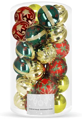 Immagine prodotto di Palline natalizie rosso-oro mix - 6 cm, set da 30 pezzi