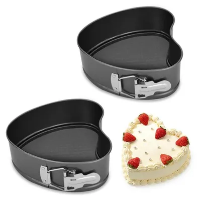 Productafbeelding van Hartvormige bakvorm, 15 cm, antiaanbaklaag, 2 stuks, zwart
