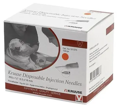 Obrázok produktu pre Kruuse 0,5 x 16 mm, 25 g, jednorazová ihla, 100 kusov, priehľadná Priehľadná, univerzálna veľkosť