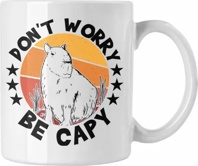 Produktbild von Trendation - Don't Worry Be Capy Tasse Capybara Tier Kaffeetasse Geschenk für Capybara Liebhaber (Weiß)