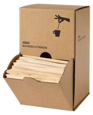 Produktbild von 12000x DUNI Holzrührstäbchen in Spenderbox 11 cm Natürlich