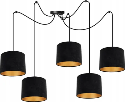 Immagine prodotto di Elegante Lampada A Sospensione A Ragno, Paralume In Velluto Dorato