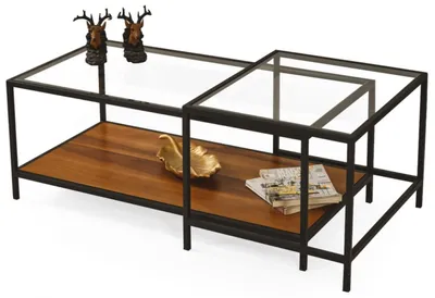 Obrázek produktu pro Elegantní konferenční stolek do obývacího pokoje, sklo, moderní design, obdélníkový tvar