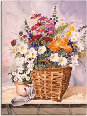 Produktbild von ARTland Leinwandbild Bunte Gartenblumen Größe: 45x60 cm