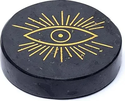 Immagine prodotto di Disco minerale inciso Tormalina nera Occhio che tutto vede --set da 2 pezzi - ±5 cm