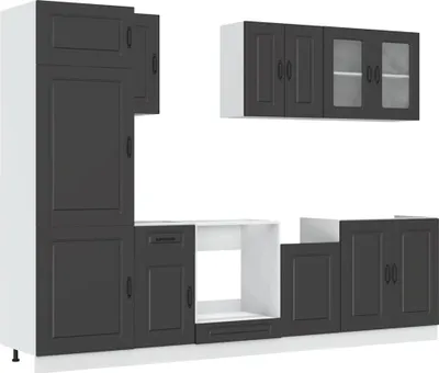 Produktbild von 8-tlg. Küchenschrank-Set Kalmar Schwarz Holzwerkstoff