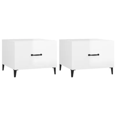 Produktbild von vidaXL Couchtische mit Metallbeinen 2 Stk. Hochglanz-Weiß 50x50x40 cm