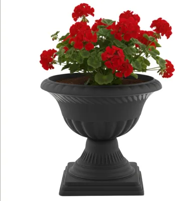 Produktbild von Blumentopf großer Blumentopf Pflanzpokal, Amphore Pflanzgefäß mit Stiel Blumenbeet Ø 28 cm H 29 cm rund Graphit Breit Home and Garden Arrangement Matt Grabtopf für frische und künstliche Blumen