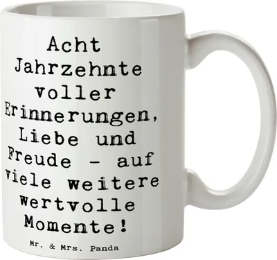Produktbild von Mr. & Mrs. Panda Tasse Spruch 80. Geburtstag Erinnerungen - Weiß - Geschenk, Kaffeebecher, Jubiläum, zum, Trinkbecher, Teetasse, Pott, 80 Jahre, Glückwunsch, Liebe