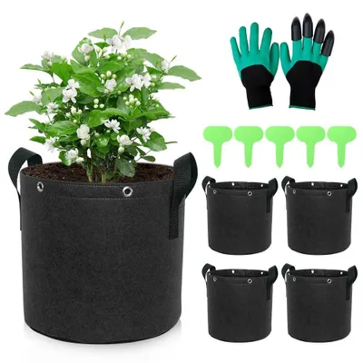 Image de Lot de 5 sacs de culture de 19 litres pour légumes