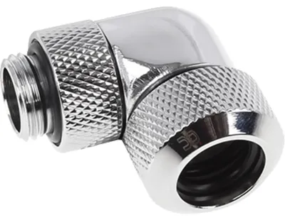 Produktbild von Eiszapfen 13mm HardTube Anschraubtülle 90° drehbar (chrom, G1/4 für Acryl-Messingrohre - Chrome)