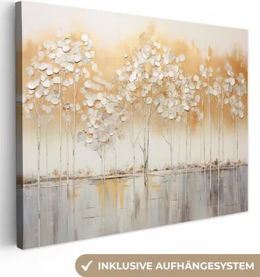 Produktbild von MuchoWow® - Leinwandbilder - Bäume - Kunst - Acryl - Natur, Wandbild, Wanddeko Bilder Wohnzimmer, 40x30 cm