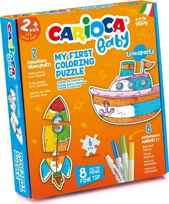 Produktbild von Set Baby Färbung Puzzle Transporte carioca 43080