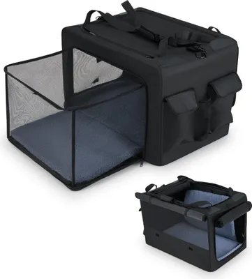 Produktbild von Faltbare Transportbox für Haustiere mit zwei Öffnungen und Netzkorb, 88 x 72 x 48 cm