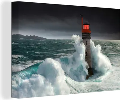 Produktbild von OneMillionCanvasses® - Leinwandbilder - 140x90 cm, Meer - Wasser - Leuchtturm, Wandbilder Kunstdruck Wanddekoration