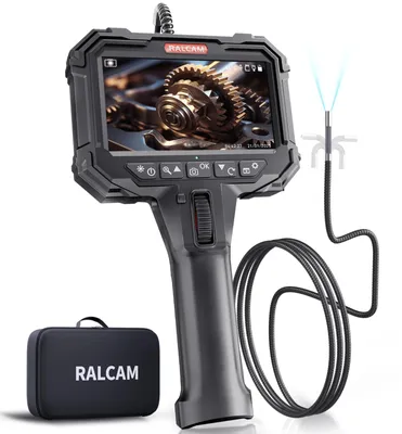 Productafbeelding van Ralcam endoscoopcamera met licht, endoscoopcamera met een 210° draaibare kop, 5" HD-scherm, IP67 inspectiecamera, buiskamera voor auto en woning