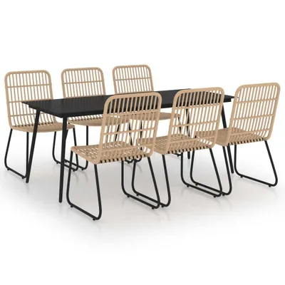Produktbild von vidaXL 7-tlg. Garten-Essgruppe Poly Rattan und Glas