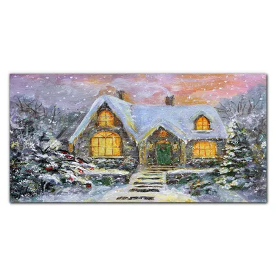 Produktbild von Coloray Küchenrückwand 140x70 Spritzschutz aus Glas - Winterferien Haus Schnee