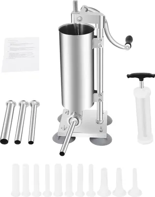 Immagine prodotto di Insaccatrice manuale, in acciaio inox resistente, verticale con manovella, grigio chiaro