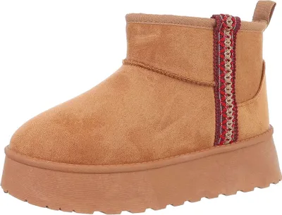 Produktbild von Ital-Design Damen Stiefeletten Plateaustiefeletten Warm gefüttert Wildlederoptik Snowboots 87417886 Camel Gr.  41