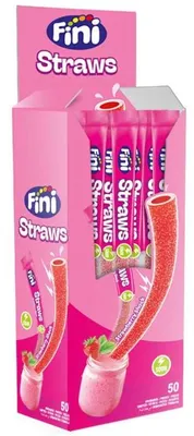 Produktbild von Fini Straws Strawberry Shock Sour 50x25g