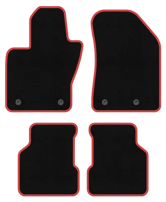 Produktbild von Fußmatten Automatten Velours Schwarz/Rot für Jeep Compass II MP 2017- Set 4-tlg