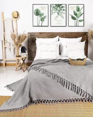 Obrázok produktu pre Sivá deka s vaflovým vzorom, 100 % bavlna, 180 x 220 cm