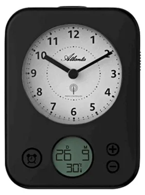 Produktbild von Atlanta 1848/7 Wecker Funk Funkwecker schwarz mit Licht Snooze