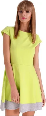 Produktbild von Damen Kleid Trapez Mini-Kleid Top; S/M; Limettengrün