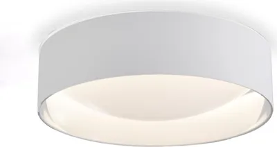 Produktbild von Runde LED-Deckenleuchte Ø40cm 30W – Weißer Textilschirm mit Chromspiegel-Innenreflektor – Wählbares Licht 3000K/4000K/6000K