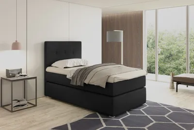 Produktbild von Bari Boxspringbett 80x200, Boxspringbett mit Lattenrost, Bonellmatratze und Topper, Doppelbett, Farbe graphit, Monolith 97