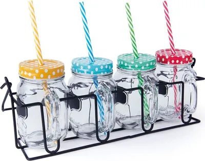 Produktbild von Excelsa Set mit 4 Tassen mit Schüttkorb Funny Party Glas bunt