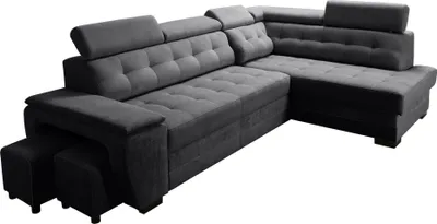 Produktbild von Robin Grand Ecksofa mit Schlaffunktion Bettkasten Kopfstützen 277x180x86 Schwarz Rechst