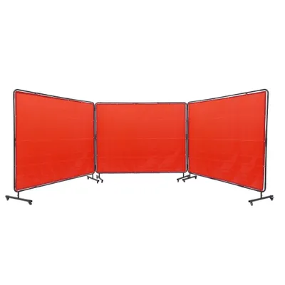 Obrázok produktu pre Rám zváracej zásteny 6' x 8', 3-panelové zváracie zásteny - Nehorľavá vinylová zváracia zástena na 12 otočných kolieskach (6 uzamykateľných) - Mobilná a profesionálna - Dielňa, nerezová oceľ