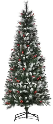 Produktbild von HOMCOM 1,8 m künstlicher Weihnachtsbaum Christbaum 539 Äste PVC Metall Grün+Weiß