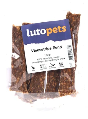 Productafbeelding van Lutopets Vleesreepjes Eend – 100 g – Hondensnacks met eend