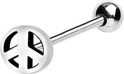 Produktbild von Karisma Zungenpiercing Hantel Chirurgenstahl Frieden Peace - 16.0 Millimeter