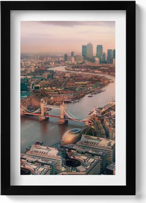 Produktbild von London aus der Vogelperspektive– Wandbild mit Rahmen – Gerahmtes Bild  – Wanddekoration – 20x30 cm – Schwarz