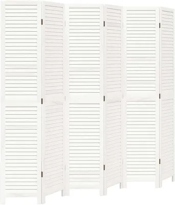 Imagen del producto de 6-TLG. Panel divisor de ambientes, color blanco, madera maciza de Paulownia, 215 x 200 cm