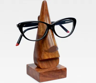 Produktbild von Holz Brillenständer - 15 cm hoch, nasenförmiger Halter für Brillen/Sonnenbrillen mit stabiler Basis