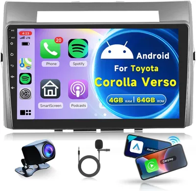 Obrázok produktu pre 2-DIN autorádio s Androidom, 9-palcový displej - 64 GB pamäte - podpora DAB+ - bezdrôtové pripojenie CarPlay a Android Auto