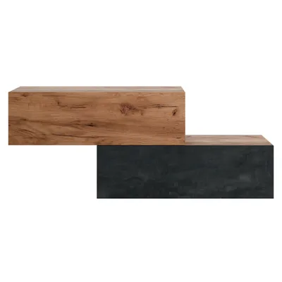 Produktbild von Planetmöbel Flur Möbel Garderobe Hängeschrank 2x 100 cm gold eiche / schwarz charcoal, Wandgarderobe hängend oder stehend