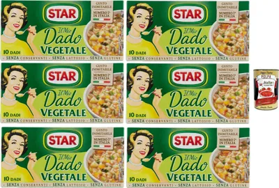 Produktbild von STAR il Mio Dado Vegetale, Mit 9 Gemüse, 10 Würfel, 6x 100 g, ohne Konservierungsstoffe, laktose -freier und glutenfrei. Ausgezeichneter Geschmack+ Italian Gourmet polpa 400g
