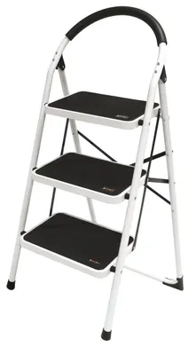 Immagine prodotto di Sgabello scaletta in acciaio bianco con 3 grandi gradini di sicurezza salvaspazio Comfort Step Brixo