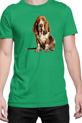 Immagine prodotto di Maglietta da uomo Dogs Breeds Basset Hound Dog Breed 006, Man L , Vert
