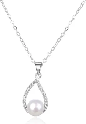 Imagen del producto de Elegante collar de plata con perla genuina, modelo AGS984 / 47P