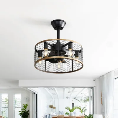Produktbild von Sofucor Deckenventilator, Decke, 51 cm, sieben ABS-Flügel, mit Licht, Schwarz