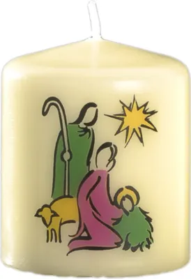 Produktbild von Weihnachtskerze "Krippenmotiv" Elfenbein 60 x Ø 50 mm, 1 Stück